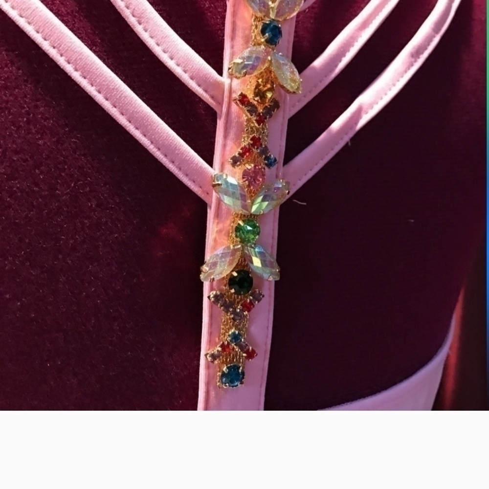 New Jeweled Camisole Style Top Unique Spaghetti Straps Pink S M L Dressy - Picture 4 of 7